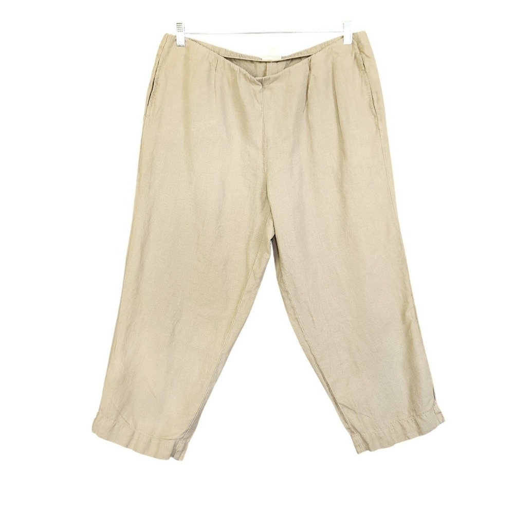 J Jill Love Linen Womens Beige Pull On Pants Size Large 100% Linen Elastic Waist